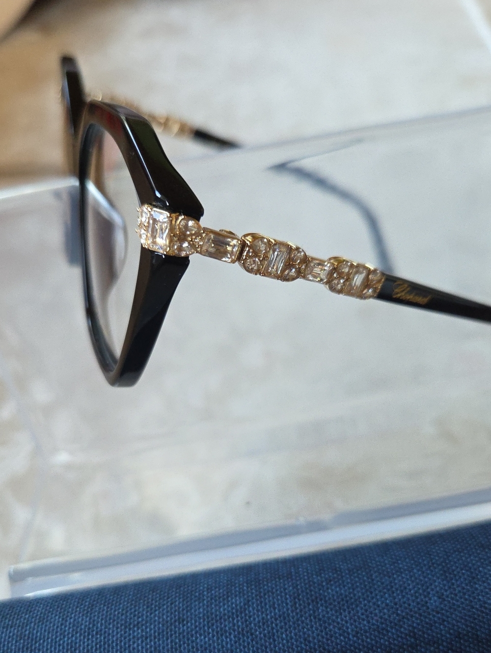 Chopard Luxury Black Women's Optical Glasses with Gold Temples - Picture 4 of 12
